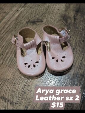 Pink Leather T-Strap Baby Shoes - Size 2